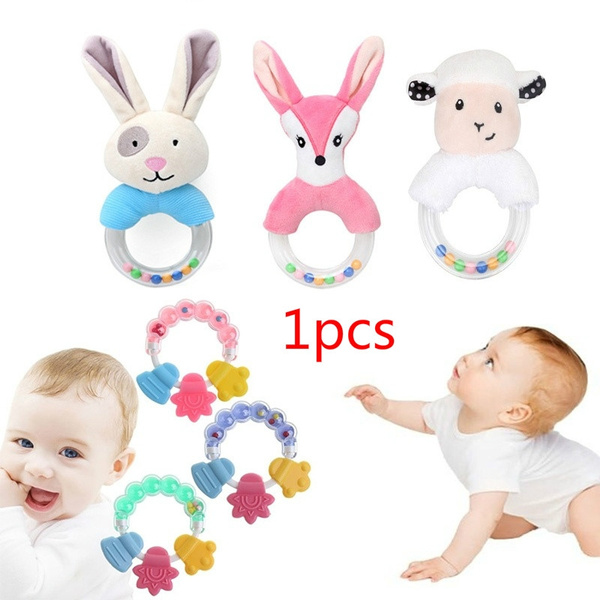 Plush Baby Rattle Toy Cartoon Animals Rabbit Hand Bells Educational Newborn Gift