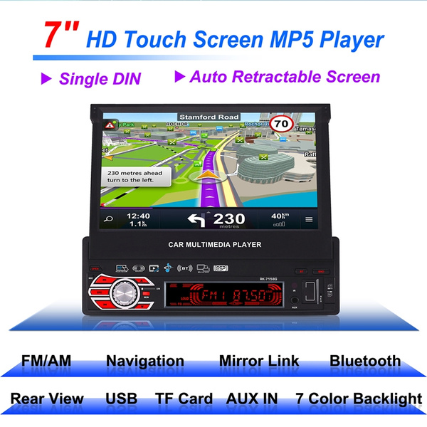 1 DIN 7" Touchscreen Car GPS Unit Navagtor MP5 Player Radio Stereo FM/AM AUX