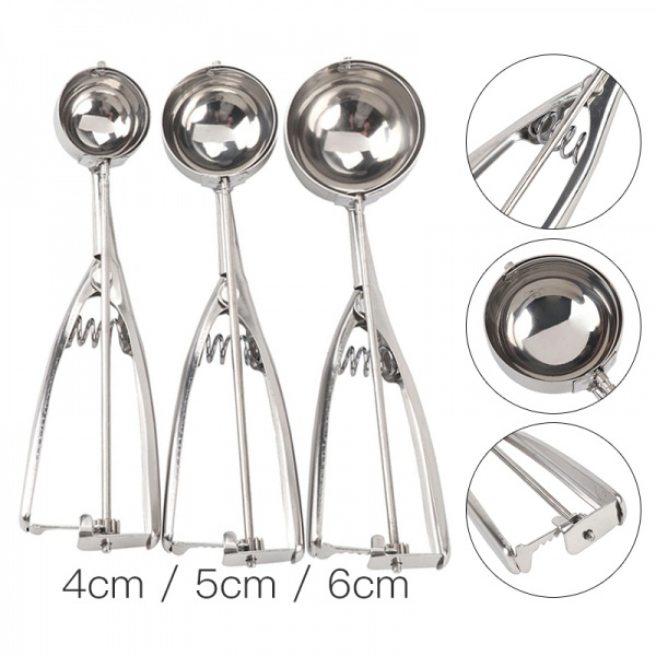 Stainless Steel 6cm Scoop for Ice Cream Mash Potato Food Spoon Kitchen Ball New
