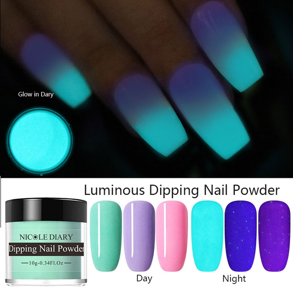 glow powder nails
