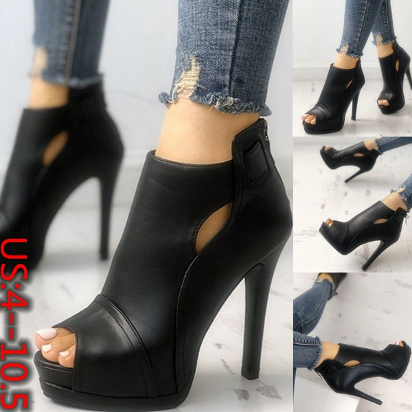 fashion peep toe cutout thin heels