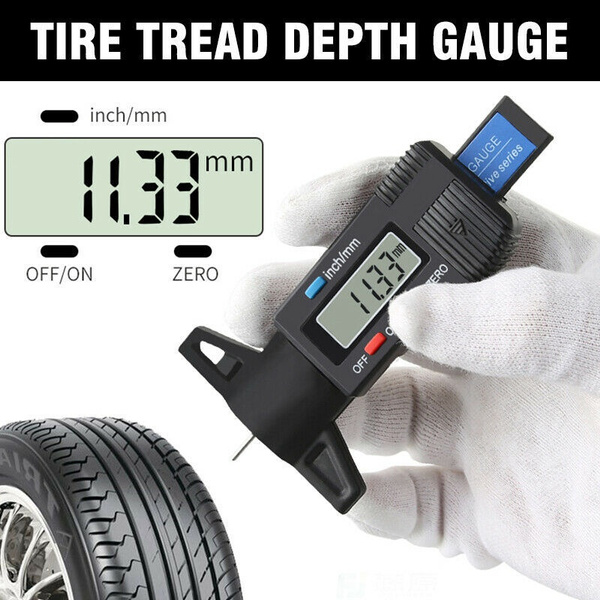 Digital Tyre Depth Gauge Tread Checker Motorbike Car Tester Brake Shoe Pad