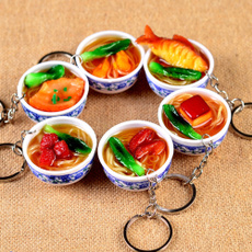 New Food Simulation Key Chains Chinese Blue And White Porcelain Bowl Keychain