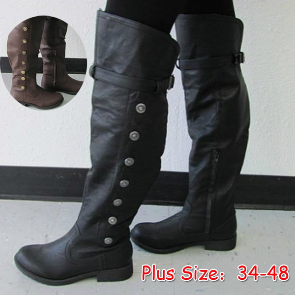 High Quality Men S Knee Vintage High Leather Martin Boots Flat