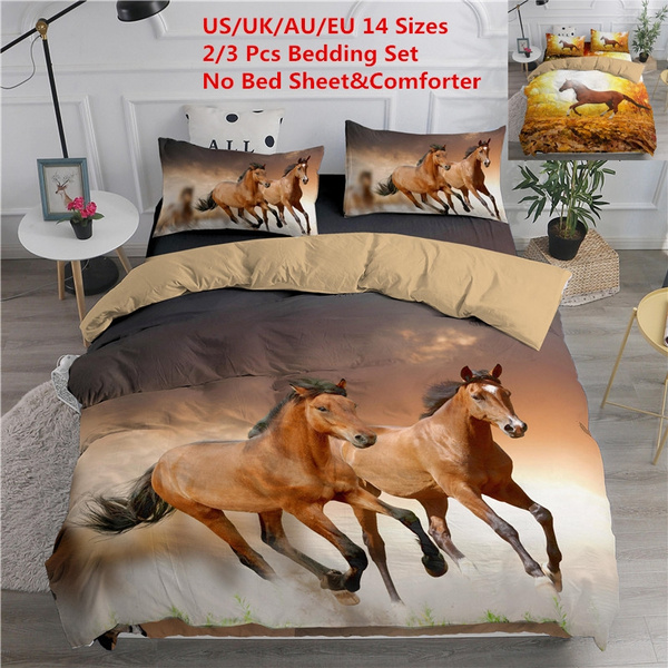 3d Running Horse Bedding Sets 2 3pcs Animal Duvet Cover Set