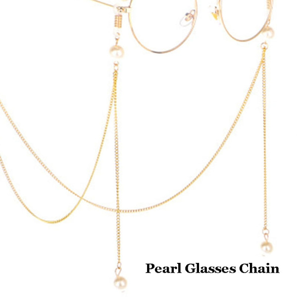 Womens Eyeglasses Neck Gold Chain Pearl Pendant