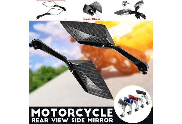 2x Universal 8//10mm Carbon Fiber Black Motorcycle Wing Side Rear View Mirror