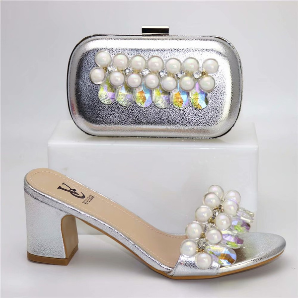 silver shoes matching bag