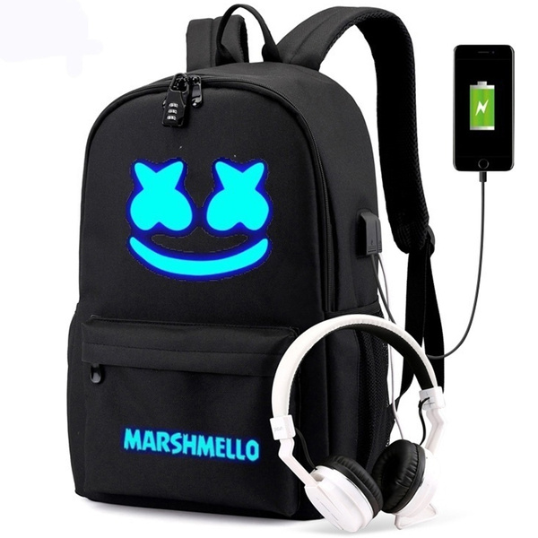 New Fashion Marshmello Backpack Usb Charge Anti Theft School