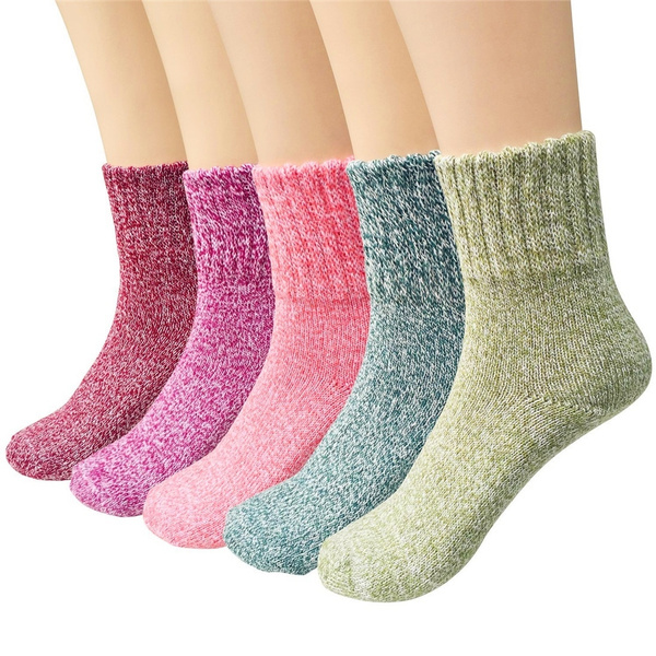 Women Winter Wool Cashmere Thick Warm Soft Solid Casual Sports Socks SI