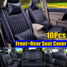 PU Leather Car Seat Covers 2pc Front Black Leatherette For Standard 5-seats Car