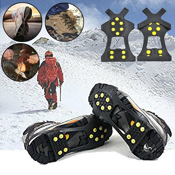 10-Stud Universal Ice No Slip Snow Shoe Spikes Grips Cleats Crampons