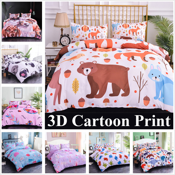 8 Styles 3d Cartoon Print Bedding Set Bed Duvet Cover Set