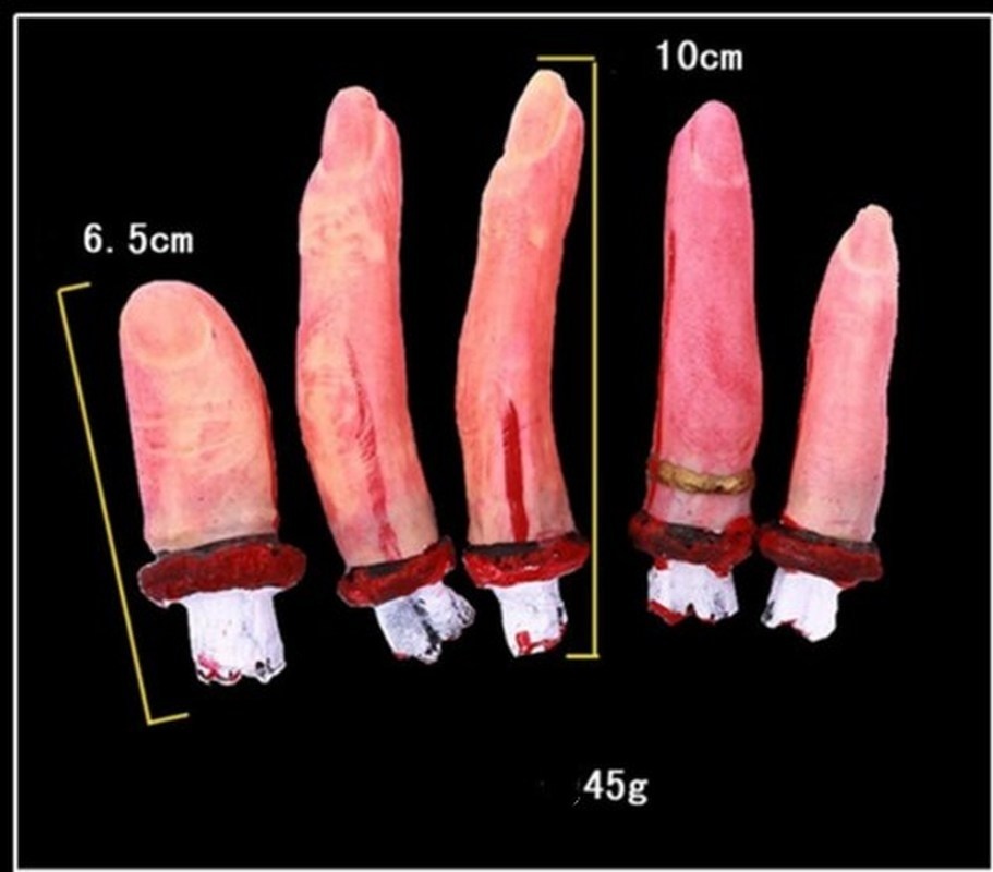 5Pcs One Hand Terrible Severed Fingers Halloween Prop Bloody Chop Body Parts