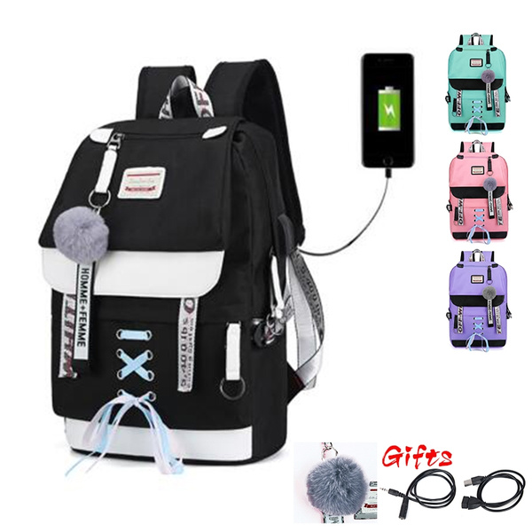 4 Colors Large School Bags For Teenage Girls Usb With Lock Anti