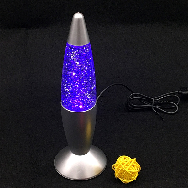 Changing Lava Lamp RGB LED Glitter Party Mood Night Light 3D Rocket