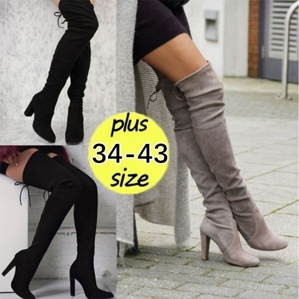 plus size lace up thigh high boots