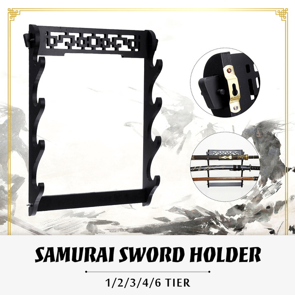 6 Szie Wall Mount Samurai Katana Sword Holder Stand Hanger Bracket Rack Display