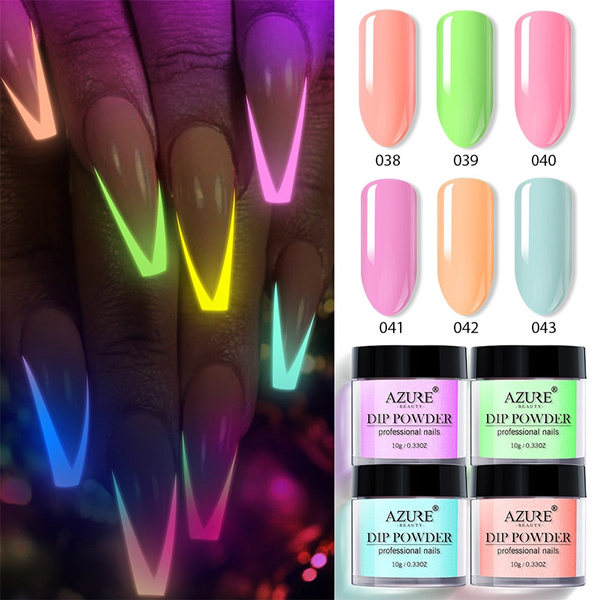 glow powder nails