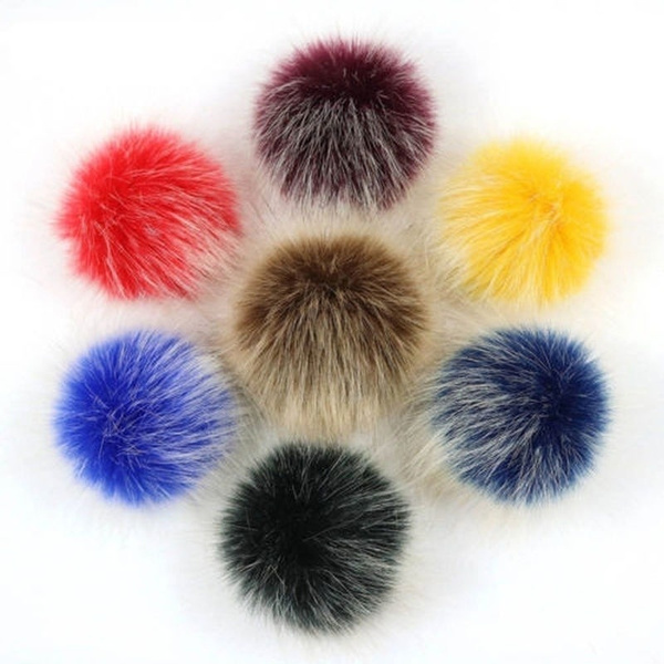 10pcs 6" 15cm Real Natural Raccoon Fur Ball w Silk Ribbon DIY Beanie Hat Shoes 