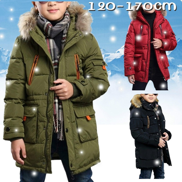 Phorecys Boys Winter Padded Jacket Coat with Faux Fur Hood Black 