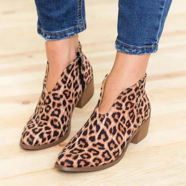 leopard print short boots