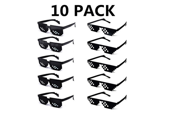 10 Pack Thug Life Party Sunglasses 8 Bit Pixelated Mosaic Gamer