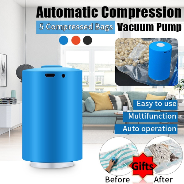 Mini Automatic Compression Vacuum Pump Portable Electric Air Pump+5 Vacuum Bags