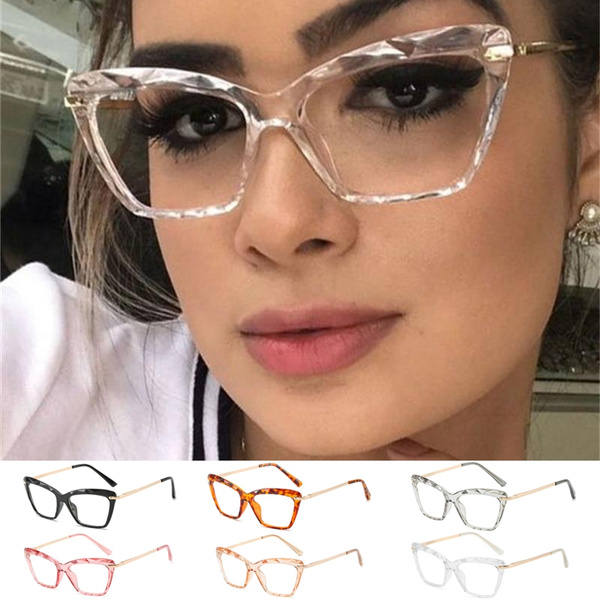 Big Frame Women Glasses Frame Fashion Cat Eye Clear Lens Oversized Glasses Female Transparent Half Frame Optical Frame