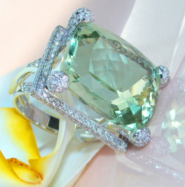 Jewelry Silver Crystal Wedding Green Zircon 925 Engagement Ring Womens