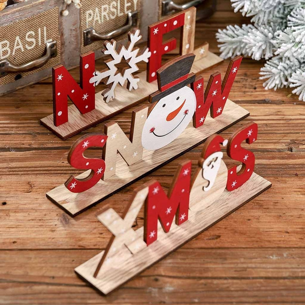 Wooden Ornaments  Christmas Tree Decoration Xmas  Desk Top Elk/Santa Claus