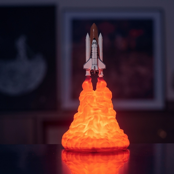 Space Shuttle Lamp And Moon Lamps In Night Light By 3d Print For Space Lovers Rocket Lamp