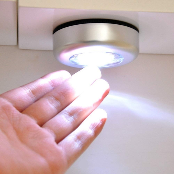 Small 5 LED Touch Night Light Under Cabinet Closet Push Tap Stick On Lamp.