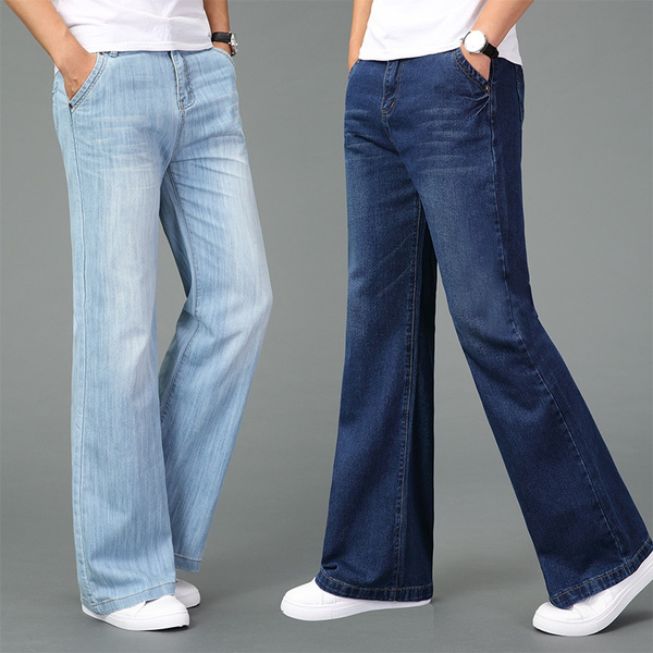 Mens Bell Bottom Jeans 60s 70s Vintage Flared Denim Pants Retro Wide ...