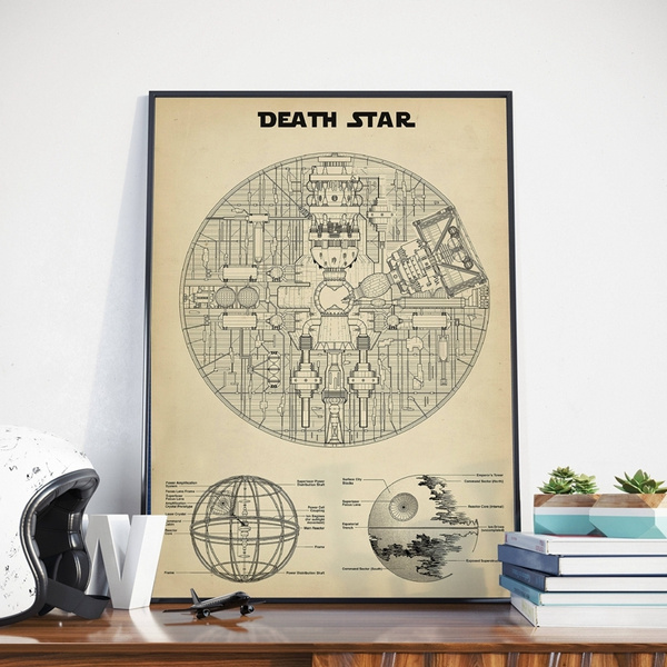 Star Wars Death Star Blueprint Wall Art Canvas Posters Prints Schematic Diagram Art Painting Picture For Living Room Home Decor