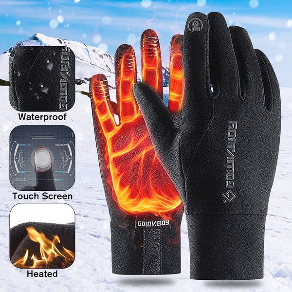 Women Men Outdoor Winter Gloves Windproof Touch Screen Leather Waterproof Gloves