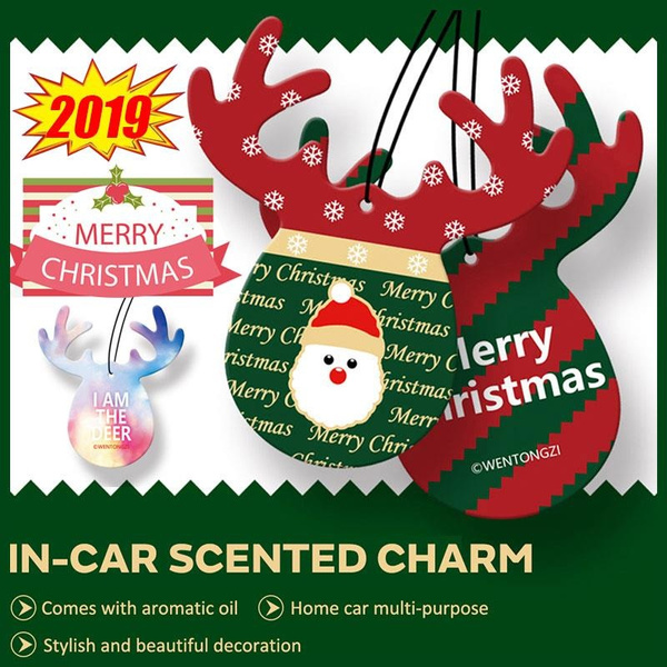 Merry Christmas Car Fragrance Hanging Ornaments Vanilla Sky Santa Claus Christmas Stripes Car Hanging Accessories Car Decor Gifts