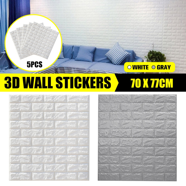 5/10/15x 3D Tile Brick 60cmx60cm Wall Waterproof Panel Sticker Foam Wall Decals