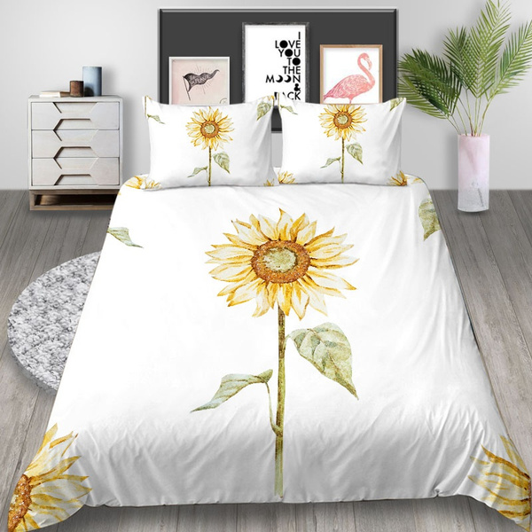 3d Sunflower Duvet Cover Set High Quality Polyester Bedding Set Uk