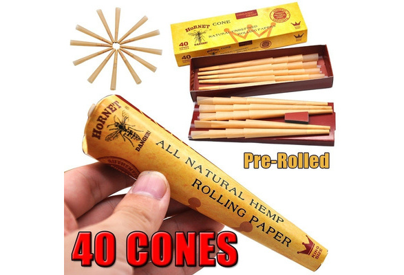 40Pcs King Size Pre-Rolled Cones Rolling Paper Tobacco Classic Cones Hornet 1box