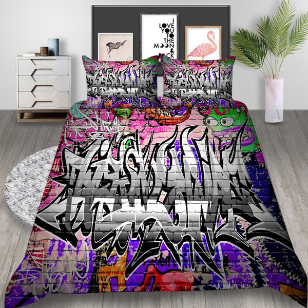 3d Graffiti On The Wall Printed Pillowcases Bedding Set Hot Sale
