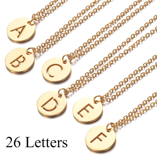 26 Initial Letter Necklaces Pendants Stainless Steel Jewelry Women Fashion Gift