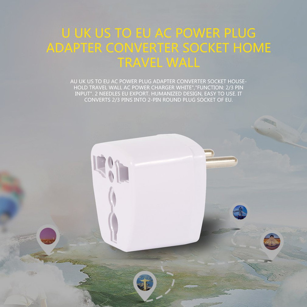 AU UK US to EU AC Power Plug Adapter Adaptor Converter Outlet Home Travel Wall