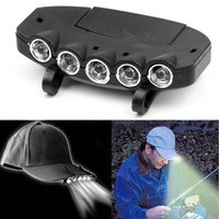 5 LED Fishing Camping Head Light HeadLamp Cap with Clip for Outdoor Activities