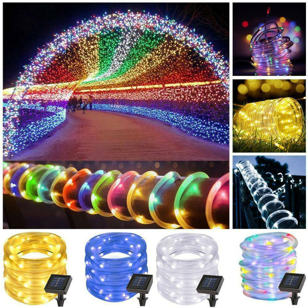 100 LED Solar Power Rope Tube Fairy Lights LED String Waterproof Outdoor Garden