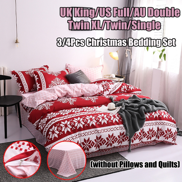 3 4pcs Cotton Christmas Bedding Duvet Cover Set Uk King Us Full Au