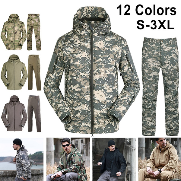 Fashion Mens Casual Army Camo Jacket Camouflage Military Hood Coats Jackets Top