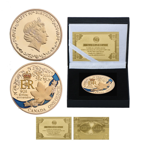 Gold Queen Elizabeth II 90th Anniversary Commemorative Coin Canadian Collection