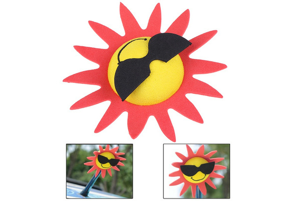 Red Petal Sunflower Flower Antenna Ball Car Aerial Ball Antenna Topper Decor