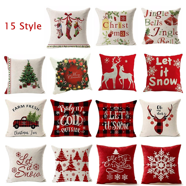 Christmas Square Cushion Pillow Case Cover Santa Waist Throw Home Sofa Bed Decor 